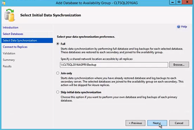 Selecting Data Synchronization